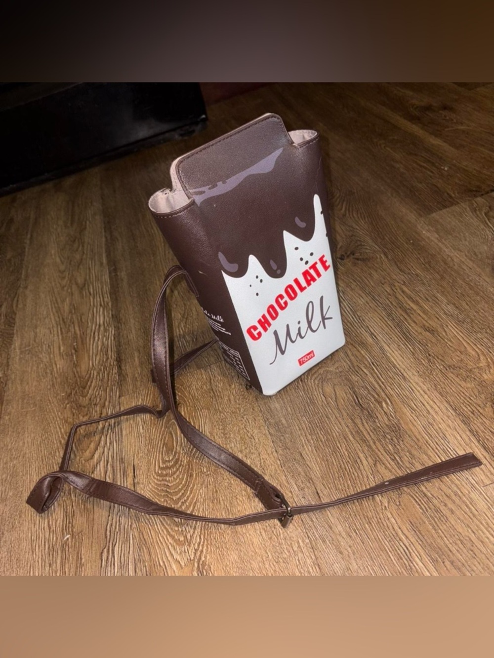 Chocolate Milk Novelty Crossbody Bag - Brown & White